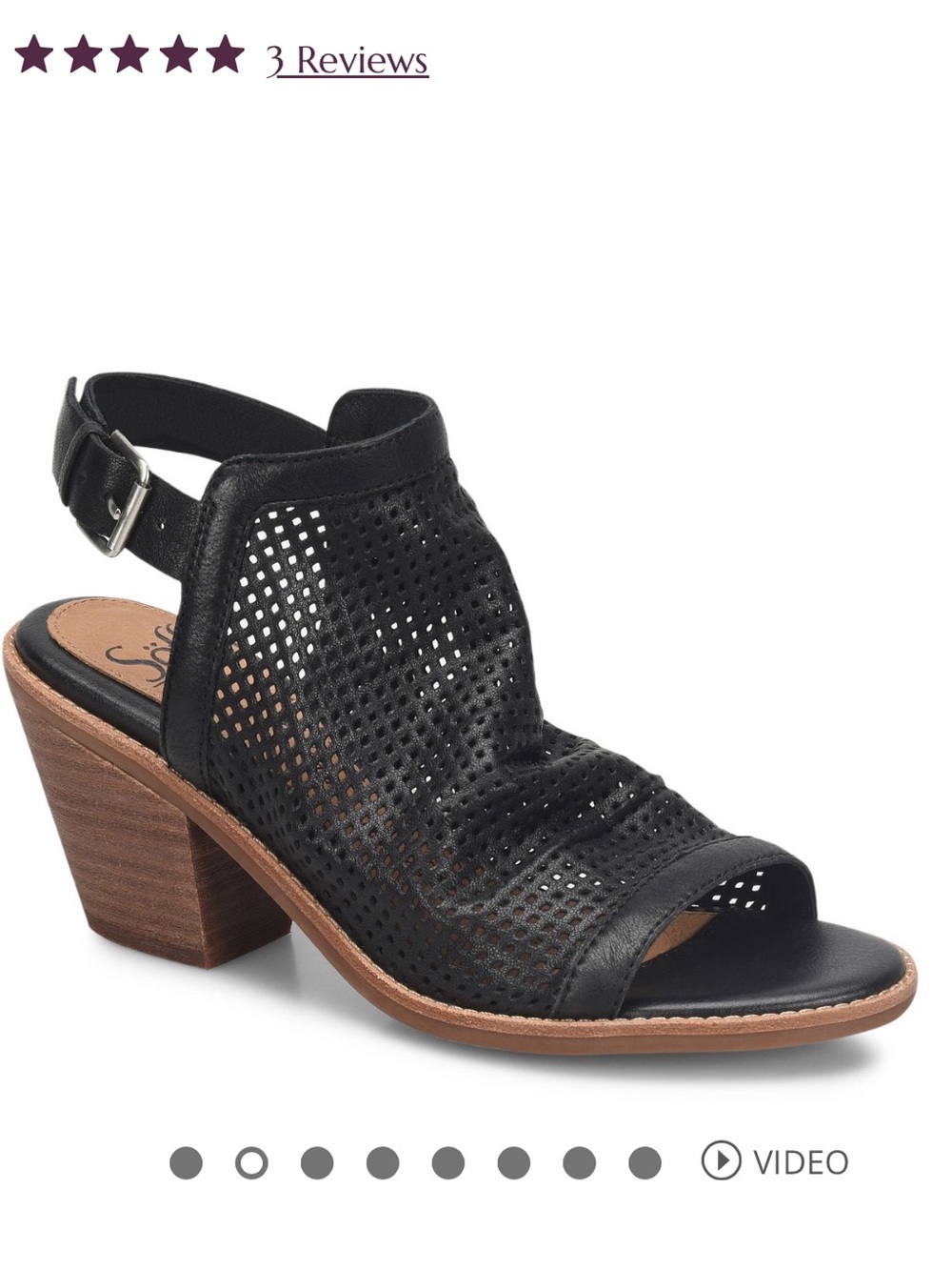 Sofft Milly Black Leather Block Heel Sandal